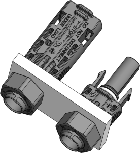 Amphe-PV H4 Plus solar panel mount connector mounted view